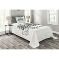 thumbnail image 1 of Ambesonne Queen Quilted Bedspread Set 2 Pcs, Crown Lettering Baroque, Twin Size, Black and White, 1 of 3
