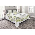 thumbnail image 1 of Ambesonne Queen Quilted Bedspread Set 3 Pcs, Green Wreath Words Crown, King Size, Grey Apple Green, 1 of 3
