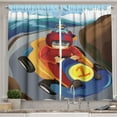 thumbnail image 1 of Ambesonne Race Car Kitchen Curtains, Boys in Go Kart on Road, 55"x36", Multicolor, 1 of 3