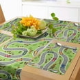 thumbnail image 1 of Ambesonne Race Car Table Runner & Placemats, Racing Road Map Overview, Placemat 4 pcs + Runner 16"x90", Apple Green Multicolor, 1 of 2