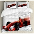 thumbnail image 1 of Ambesonne Race Themed Duvet Cover Sets, Formula Racing Print, 2-Queen, Black Red, 1 of 7