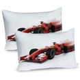 thumbnail image 1 of Ambesonne Race Themed Pillow Sham 2 Pack, Formula Racing Print, 26"x20", Black Red, 1 of 3