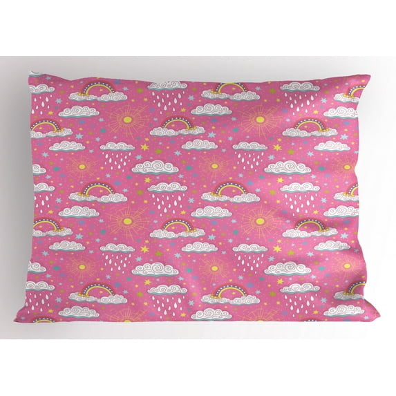 Ambesonne Rain Pillow Sham, 3 Color Rainbow, 26" X 20", Multicolor