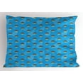 thumbnail image 1 of Ambesonne Rain Pillow Sham, Dark Clouds Thunderbolt, 26" X 20", Blue Grey and Yellow, 1 of 2