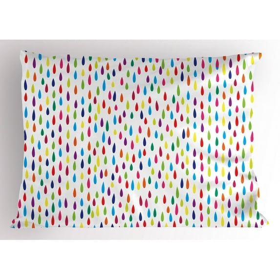 Ambesonne Rain Pillow Sham, Rainbow Colors of Raindrop, 36" X 20", Multicolor