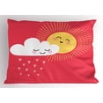 thumbnail image 1 of Ambesonne Rain Pillow Sham, Valentines Cloud and Sun, 26" X 20", Dark Coral Mustard, 1 of 2