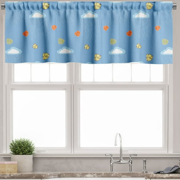 Ambesonne Rain Valance Pack of 2, Rain Clouds Falling Leaves, 54"X12", Multicolor