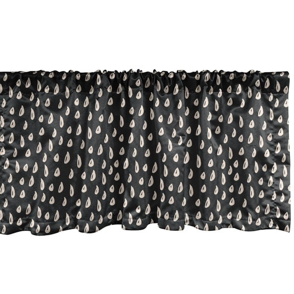 Ambesonne Rain Window Valance, Brush Stroke Raindrops, 54" X 18", Charcoal Grey Eggshell