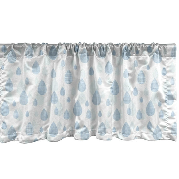 Ambesonne Rain Window Valance, Silhouette Raindrops Grid, 54" X 12", Cobalt Blue Pale Blue