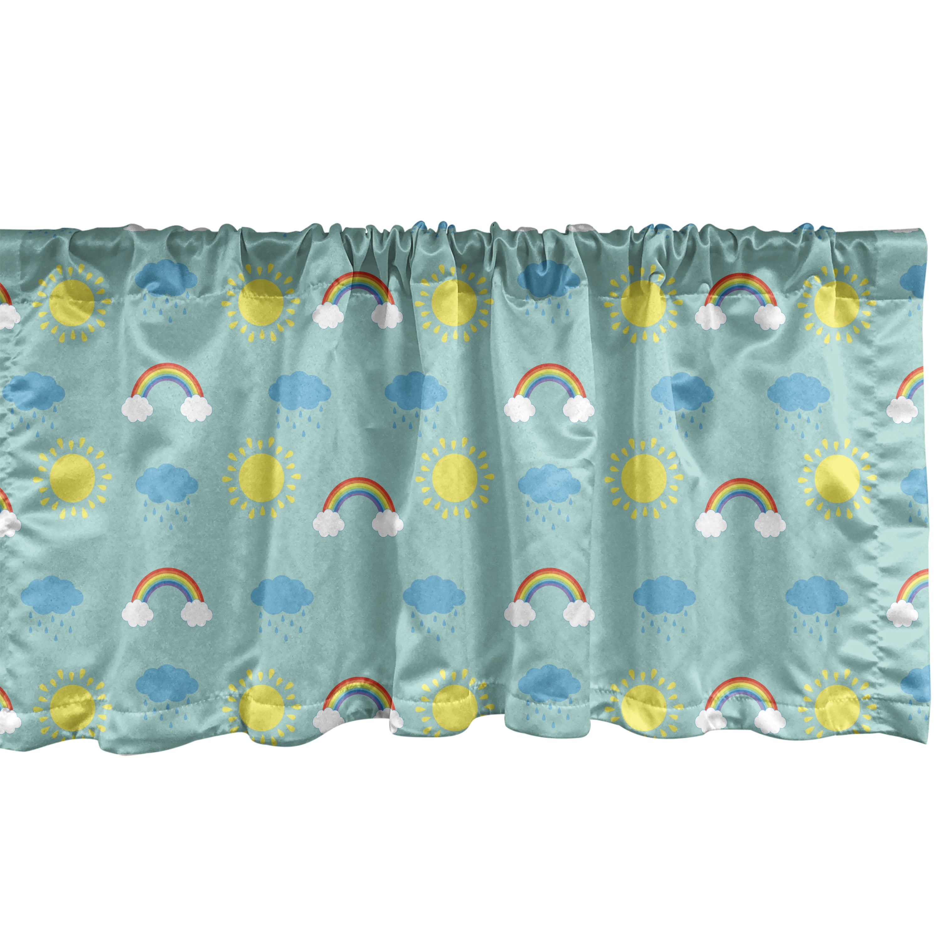 Multicolor Weather Theme Satin Rod Pocket Valance