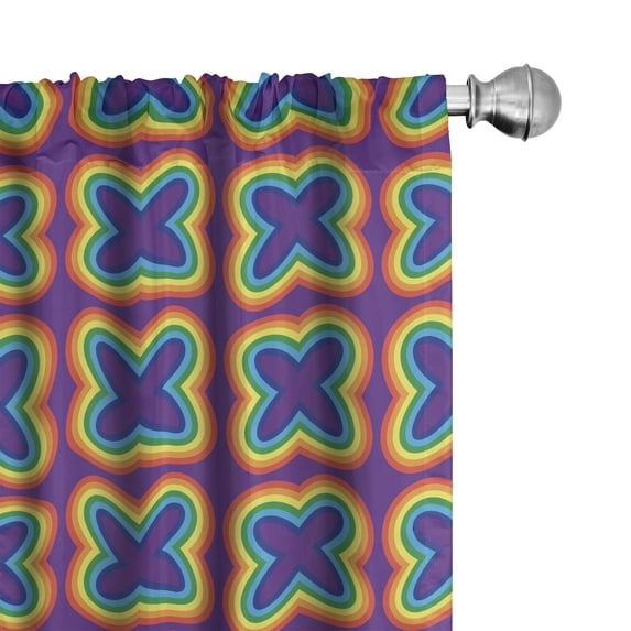 Ambesonne Rainbow Window Curtains, Multicolor Butterfly, Each 28" W x 63" L, Marigold Vermilion