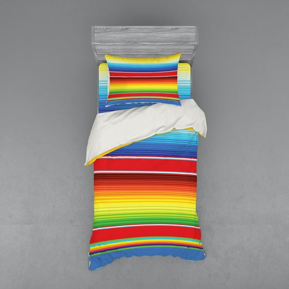 Ambesonne Rainbow Bedding Set 3 Pcs, Mexican Pattern, Twin XL, Multicolor