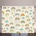 thumbnail image 1 of Ambesonne Rainbow Curtains 2 Panel Set, Pastel Art Scandinavian, 108" x 96", Ivory Orange and Pale Blue, 1 of 2