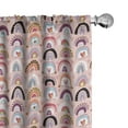 thumbnail image 1 of Ambesonne Rainbow Curtains, Hearts Colorful Flowers Art, Pair of 28"x95", Dark Magenta and Blush, 1 of 4