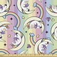 thumbnail image 1 of Ambesonne Rainbow Fabric by the Yard Upholstery, Multicolor Bookworm Unicorn, 10 Yards, Multicolor, 1 of 4