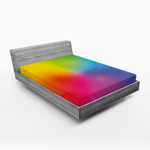 Ambesonne Rainbow Fitted Sheet 2 Pcs Set, Vibrant Radiant Colors, King, Multicolor