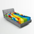 thumbnail image 1 of Ambesonne Rainbow Fitted Sheet, Balloons Ribbons Wavy, Twin Size, Multicolor, 1 of 2