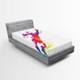 thumbnail image 1 of Ambesonne Rainbow Fitted Sheet, Goalkeeper Catches Ball, Twin Size, Multicolor, 1 of 3