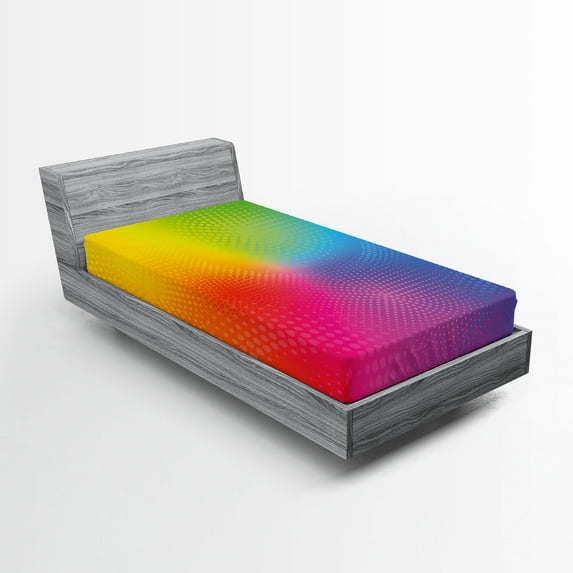 Ambesonne Rainbow Fitted Sheet, Vibrant Radiant Colors, Twin Size, Multicolor
