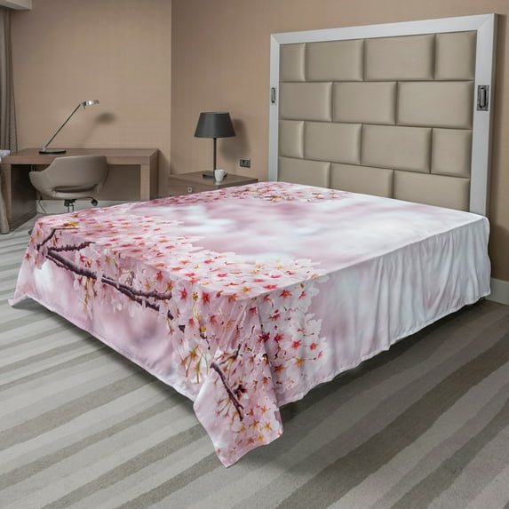 Ambesonne Rainbow Flat Sheet, Vibrant Colored Striped, Full Size, Multicolor