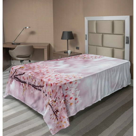 Ambesonne Rainbow Flat Sheet, Vibrant Colored Striped, Twin Size, Multicolor