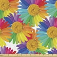 thumbnail image 1 of Ambesonne Rainbow Flowers Fabric by the Yard Upholstery, Colorful Gerbera, 2 Yards, Earth Yellow and Multicolor, 1 of 5