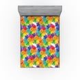 thumbnail image 1 of Ambesonne Rainbow Flowers Fitted Sheet, Colorful Gerbera, Queen Size, Earth Yellow and Multicolor, 1 of 5
