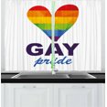 thumbnail image 1 of Ambesonne Rainbow Kitchen Curtains, Gay Culture Heart, 55"x39", Multicolor, 1 of 2