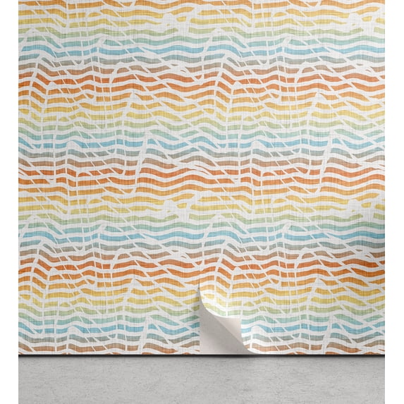 Ambesonne Rainbow Peel & Stick Wallpaper for Home, LGBTI Tone Lines Geometric, 13"x100", Pearl Multicolor
