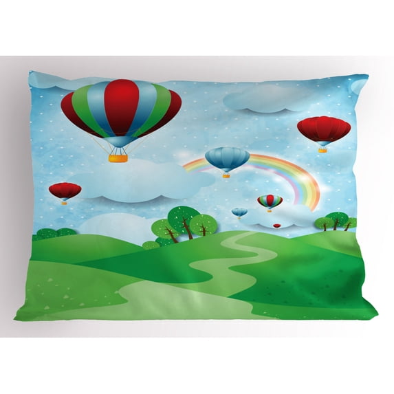 Ambesonne Rainbow Pillow Sham, Circular Rainbow Halo, 26" X 20", Multicolor