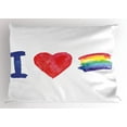 thumbnail image 1 of Ambesonne Rainbow Pillow Sham, I Heart Pride Art, 26" X 20", Multicolor, 1 of 2