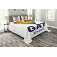 thumbnail image 1 of Ambesonne Rainbow Quilted Bedspread Set 3 Pcs, Gay Culture Heart, King Size, Multicolor, 1 of 3