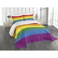 thumbnail image 1 of Ambesonne Rainbow Quilted Bedspread Set 3 Pcs, Gay Parade Flag Freedom, Queen Size, Multicolor, 1 of 5