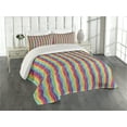 thumbnail image 1 of Ambesonne Rainbow Quilted Coverlet 3 Pcs, Swirls Vertical Waves Art, Queen Size, Multicolor, 1 of 4