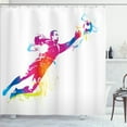 thumbnail image 1 of Ambesonne Rainbow Shower Curtain, Goalkeeper Catches Ball, 69"Wx75"L, Multicolor, 1 of 5