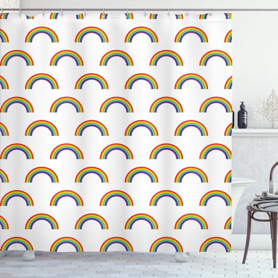 Ambesonne Rainbow Shower Curtain, Rainbow Gay Pride, 69"Wx70"L, Multicolor