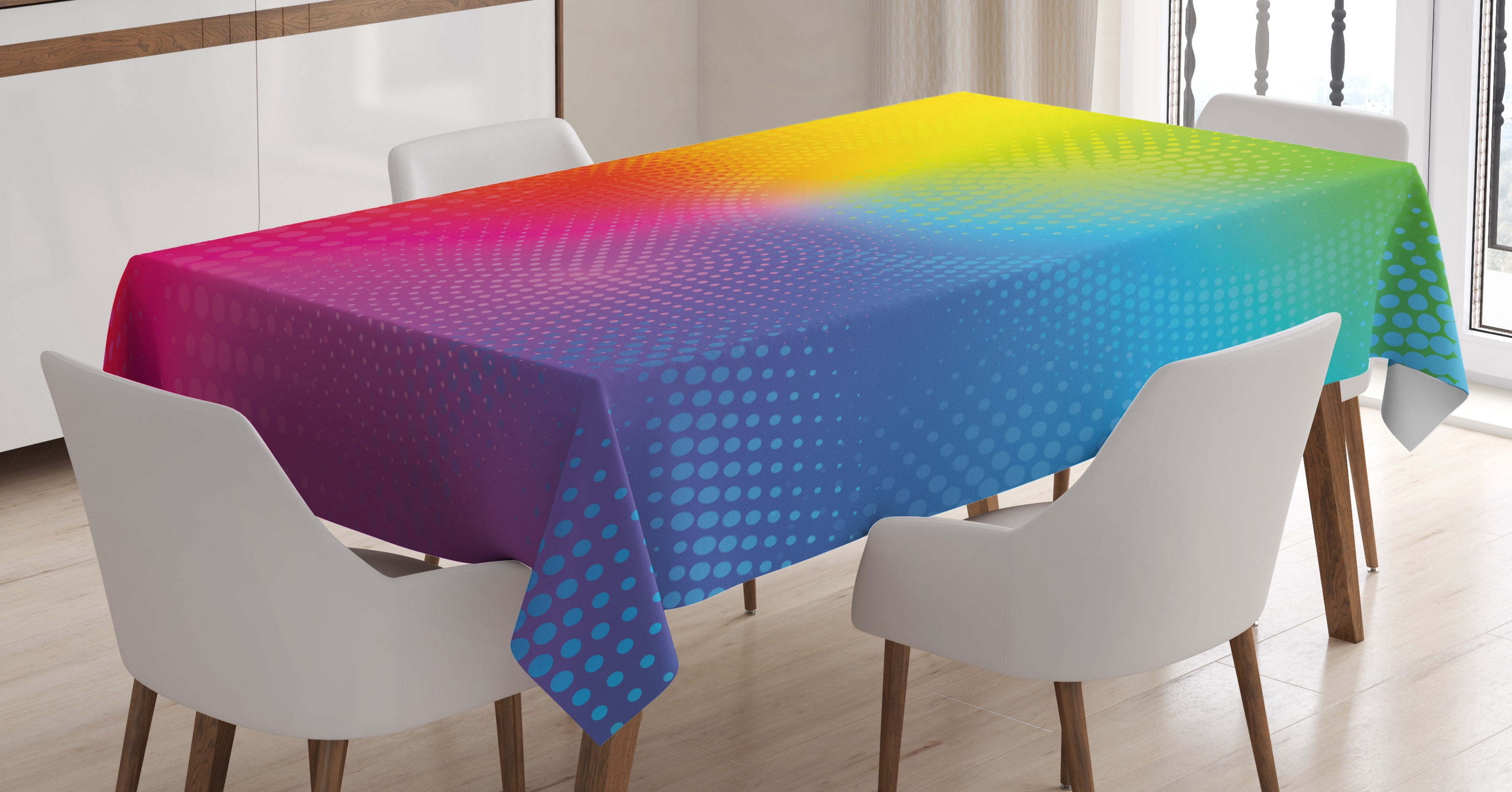 Ambesonne Rainbow Tablecloth Rectangular Table Cover, Vibrant Radiant ...