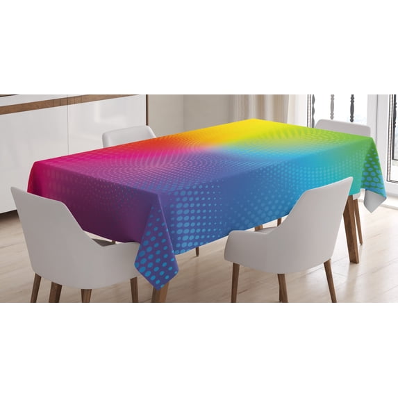 Ambesonne Rainbow Tablecloth Rectangular Table Cover, Vibrant Radiant Colors, 60"x90", Multicolor