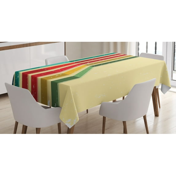Ambesonne Rainbow Tablecloth Rectangular Table Cover, Vintage Colorful Strips, 52"x70", Multicolor