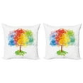 thumbnail image 1 of Ambesonne Rainbow Throw Pillow Cover 2 Pack, Abstract Tree Nature, 18", Multicolor, 1 of 7