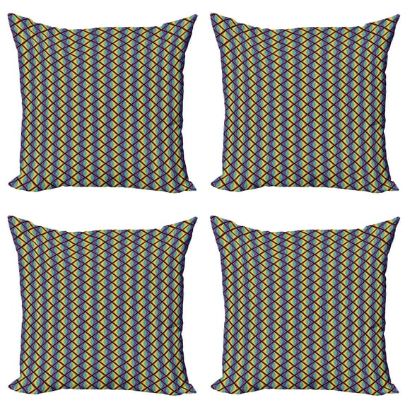 Ambesonne Rainbow Throw Pillow Cover 4 Pack, Multicolored Triangles Art, 16", Multicolor