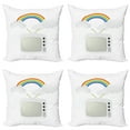 thumbnail image 1 of Ambesonne Rainbow Throw Pillow Cover 4 Pack, Old TV Raining Clouds, 16", Multicolor, 1 of 2