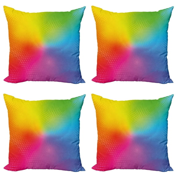 Ambesonne Rainbow Throw Pillow Cover 4 Pack, Vibrant Radiant Colors, 24", Multicolor