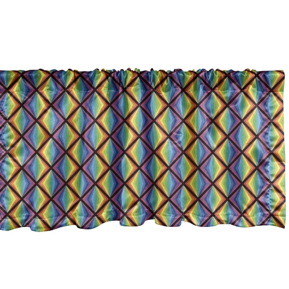 Ambesonne Rainbow Valance Pack of 2, Multicolored Triangles Art, 54"X12", Multicolor