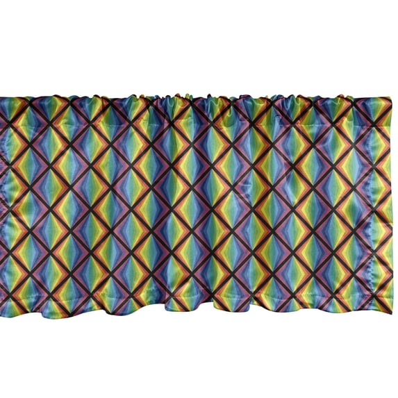 Ambesonne Rainbow Window Valance, Multicolored Triangles Art, 54" X 18", Multicolor
