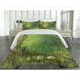thumbnail image 1 of Ambesonne Rainforest Quilted Coverlet 3 Pcs, Butterfly, Queen Size, Green, 1 of 4