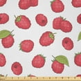 thumbnail image 1 of Ambesonne Raspberry Fabric by the Yard Microfiber, Cartoonish Fruit Pattern, 10 Yards, Dark Coral and Apple Green, 1 of 2