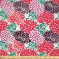 thumbnail image 1 of Ambesonne Raspberry Fabric by the Yard Microfiber, Strawberries and Figs, 1 Yard, Dark Coral and Eggplant, 1 of 2