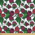 thumbnail image 1 of Ambesonne Raspberry Fabric by the Yard Upholstery, Blooming Fruits on Dots, 10 Yards, Emerald and Dark Magenta, 1 of 5