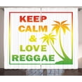 thumbnail image 1 of Ambesonne Rasta Curtains 2 Panel Set, Keep Calm Words Reggae, 108" x 63", Pale Green Yellow, 1 of 2